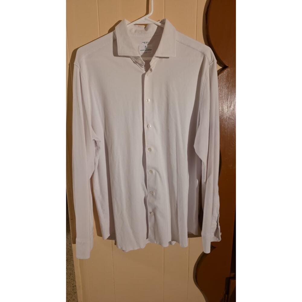 Emanuel Berg Byron Men's XL White Dress‎ Shirt Long Sleeve Formal 4Flex Soft
